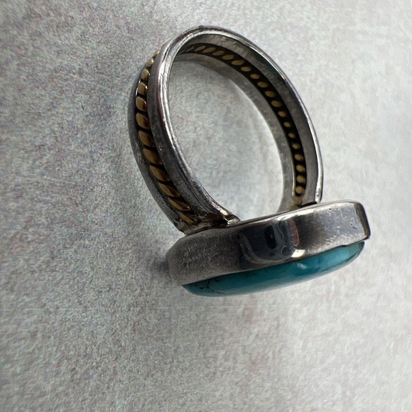 Native American Turquoise Ring Light Blue Vintage‎ Handmade Gold Braided Custom - Picture 3 of 6